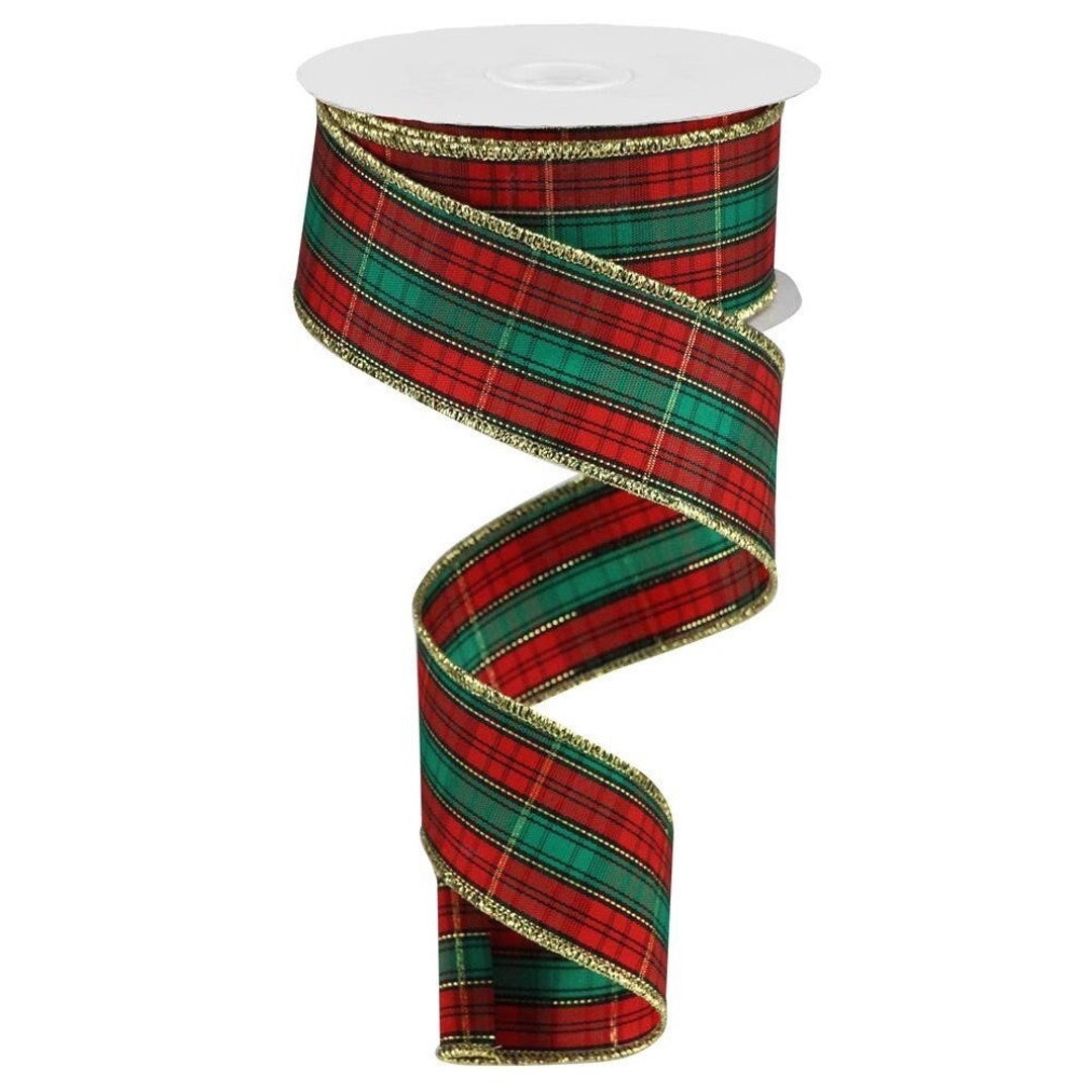 Metallic Plaid Red/green/gold, 1.5 Ribbon, Christmas Plaid Ribbon, 1.5