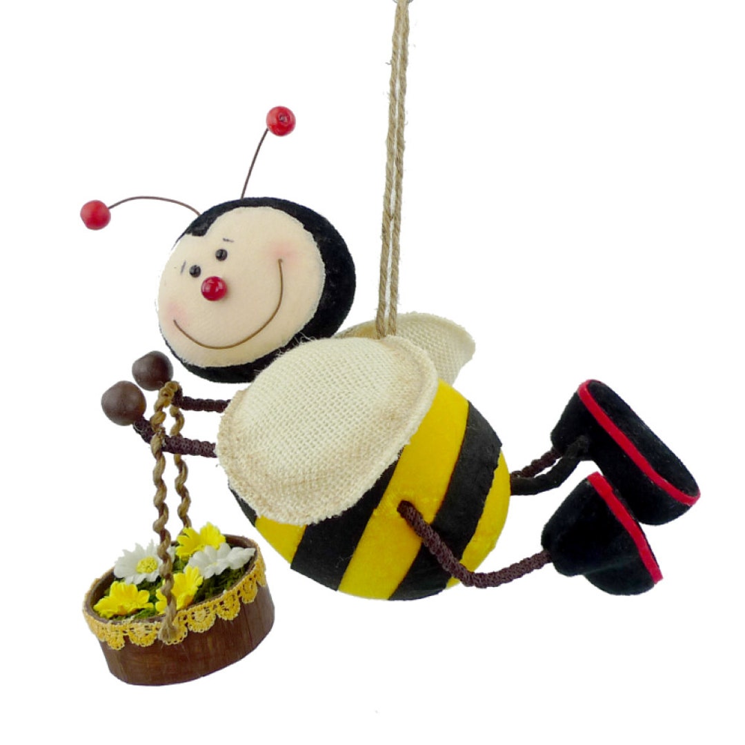 Ornament Bee With Basket, Bumblebee Ornaments, Summer Wreath Attachment