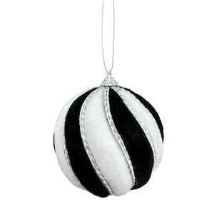 Ornament Spiral Ball 4.5", Christmas Ornament, Black and White Spiral Ball Christmas Ornament, Black and White Swirl Ball, Christmas Ball