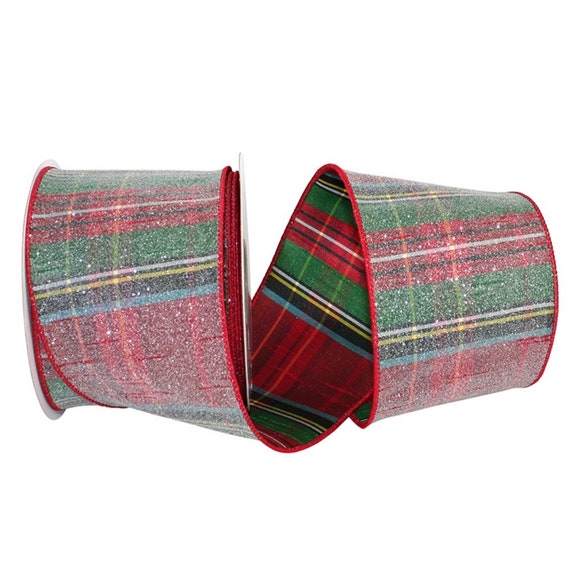 Christmas Ribbon, Red Plaid Ribbon, 4 Width Ribbon, Frosted Alford Plaid  Ribbon 