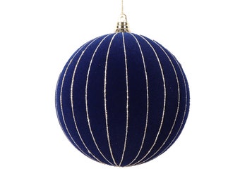 Midnight Blue Round Ornament 4.7" dia., Blue Christmas Ornament, Blue Velvet Ball Ornament, Velvet Christmas Ornament