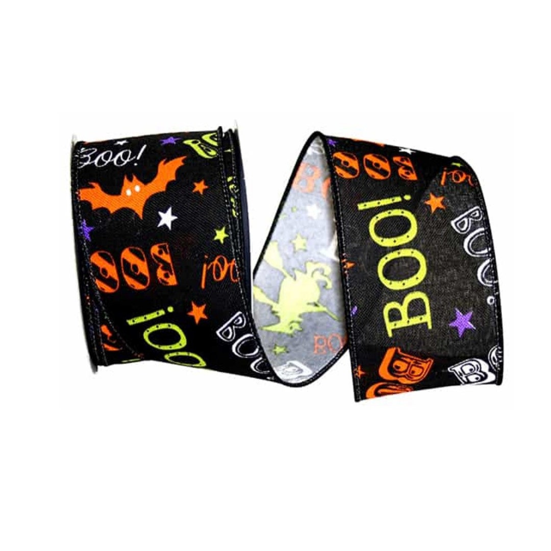 Halloween Ribbon Halloween Boo Bats Ribbon 2.5 Width Etsy