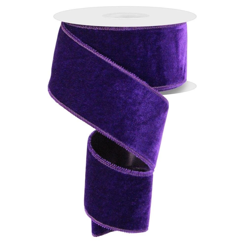 Deluxe Velvet/Satin Backing Ribbon: Purple, 2.5 Width Ribbon, Velvet  Purple Ribbon, Velvet Halloween Ribbon, Christmas Ribbon, Mardi Gras