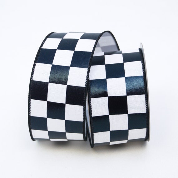 Farrisilk Foil Checks 2.5, Checkerboard Ribbon, Black and White Checker  Ribbon, Black White Checked Ribbon