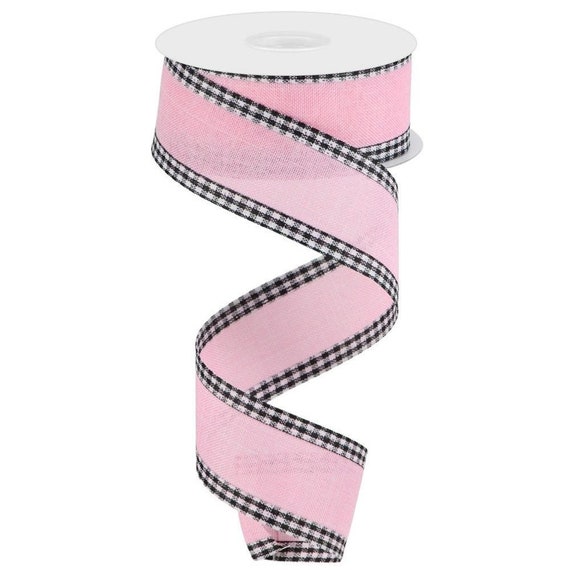 Pink Royal Burlap Gingham Edge, Gingham Ribbon, 1.5” Width Ribbon, Pink  Black and White Ribbon, Easter Wreath Embellishment