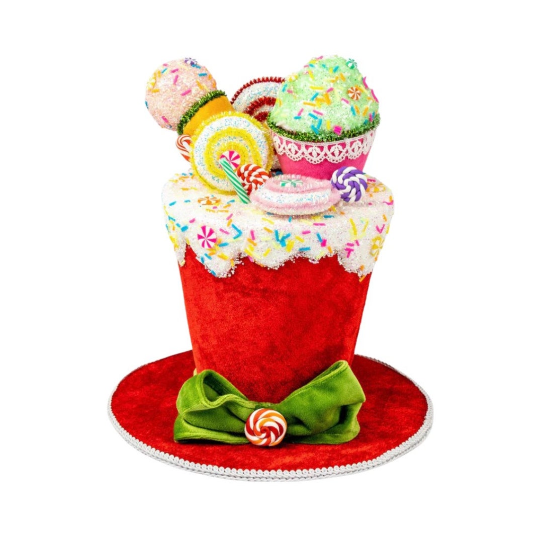 Christmas Candy Top Hat 11.5, Christmas Top Hat, Candy Hat Tabletop