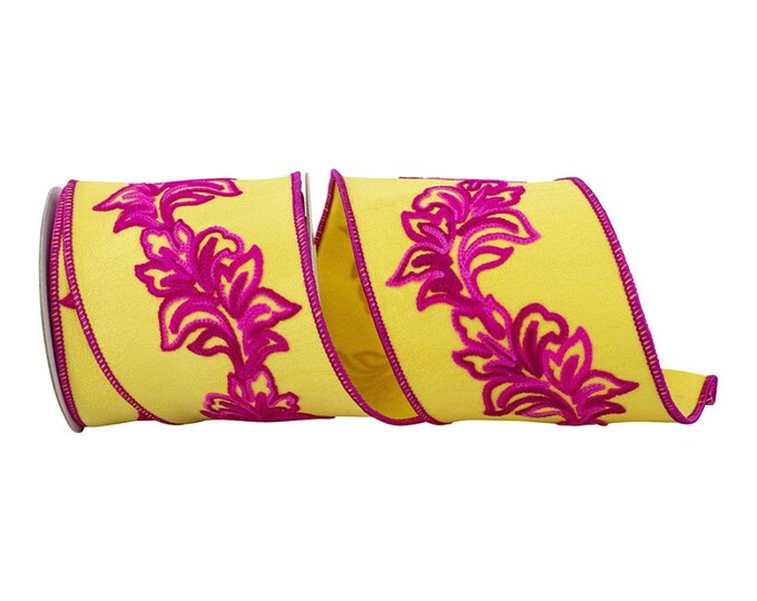 Filigree Embroidery Leaf Vine Dupioni Deluxe 4, Designer Ribbon, Summer ...