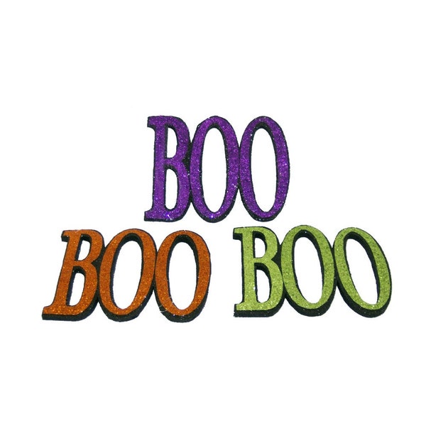 Halloween Wreath Embellishments, Halloween "Boo" Wreath Attachments, Halloween "Boo" Ornaments, Orange, Purple and Green Boo Ornaments