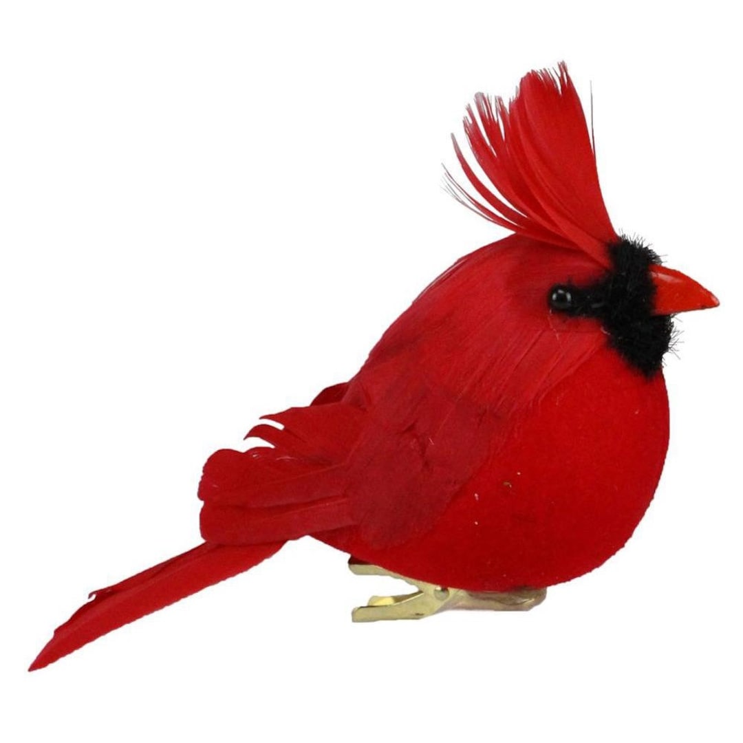 Christmas Cardinal Ornament, Feather Cardinal W/ Clip 5.5, Christmas ...
