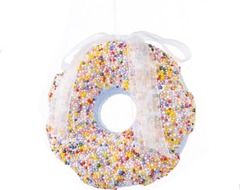 Large Sprinkle Donuts, Christmas Ornament, Donut Ornament, Doughnut Christmas Embellishment, Christmas Wreath Attachment