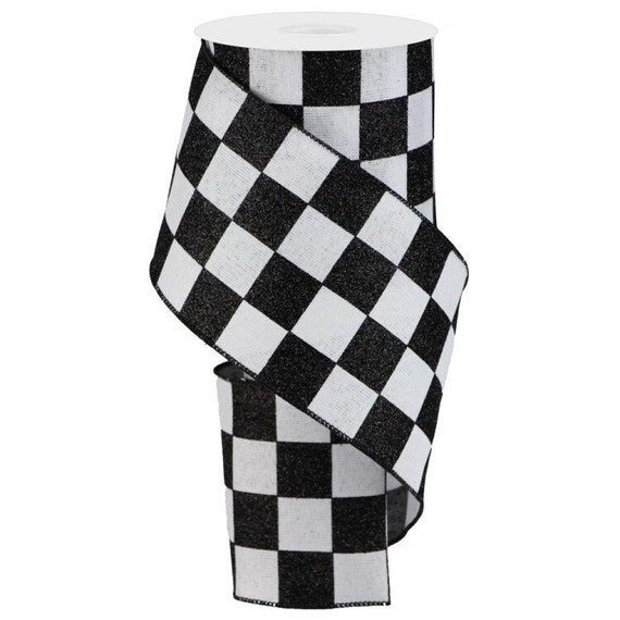 Checkerboard Ribbon, 4 Width Checker Ribbon, Black and White Checked Ribbon