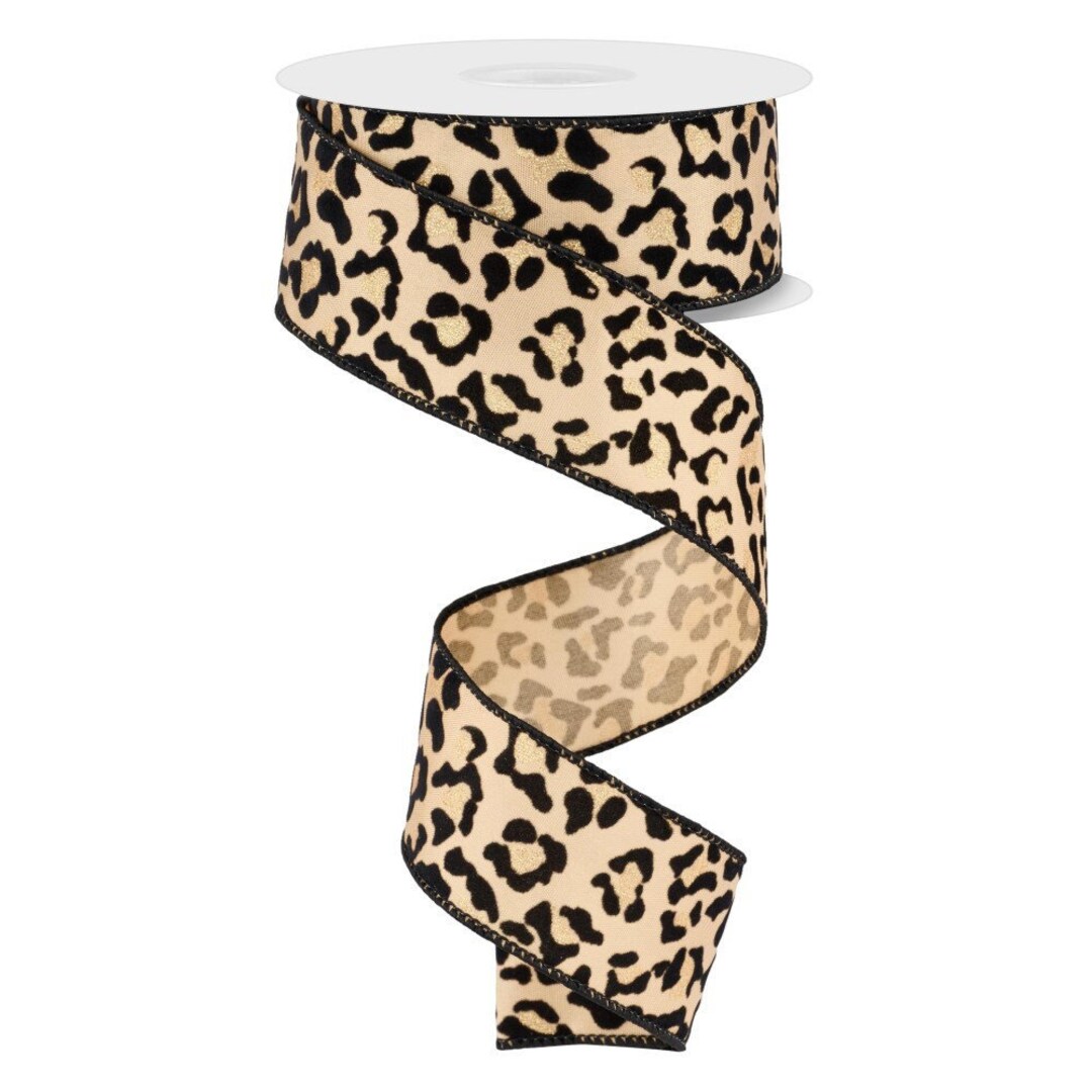 Woven Leopard Print 1.5, Leopard Print Ribbon, Cheetah Print Ribbon, 1.
