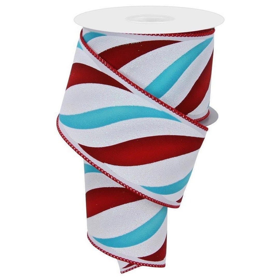 Swirl Candy Stripe Ribbon Diagonal Candy Stripes Ribbon Red - Etsy