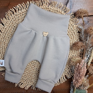 BabySet/genderneutral/verschiedene Größen/Sweater Rippjersey taupe/weiß gestreift/Pumphose Waffeljersey crema/Geschenk zur Geburt/Babyparty Bild 2