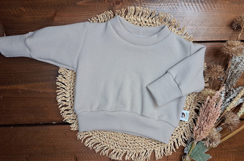 BabySet/genderneutral/verschiedene Größen/Sweater Waffeljersey crema/Pumphose Jersey Bauernhof/Geschenk zur Geburt/Babyparty nur Sweater