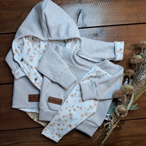 Baby Kinder Set/gr.68/Mädchen/Babyjacke/Sweater/Leggins/Waffeljersey/Jersey Mix/Geschenk zur Geburt/Babyparty/Autumn Set Bild 2