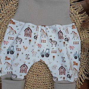 BabySet/genderneutral/verschiedene Größen/Sweater Waffeljersey crema/Pumphose Jersey Bauernhof/Geschenk zur Geburt/Babyparty Bild 5