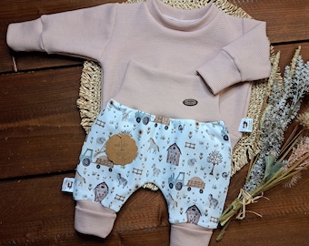 Baby Kinder Set/verschiedene Größen/MädchenSet/Sweater Waffeljersey rose'/Pumphose Jerey Bauernhof/Geschenk zur Geburt/Babyparty/Homecoming