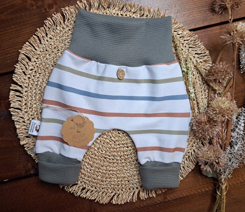 Baby Set/verschiedene Größen/Waffeljersey grün/Sommersweat Streifen/Sweater /Pumphose/genderneutralesOutfit/Geschenk zur Geburt/Babyparty Bild 3