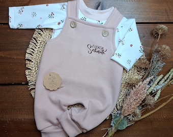Baby children's set/girls/various sizes/dungarees waffle jersey rose'/long sleeve shirt jersey flowers/birthday gift/baby shower