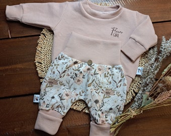 Baby children's set/various sizes/girls/sweater waffle jersey rose'/pants jersey flowers/birthday gift/baby shower/girls outfit