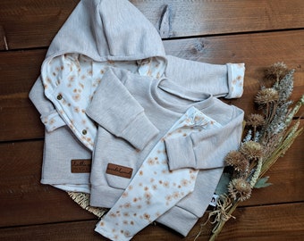 Baby Kinder Set/gr.68/Mädchen/Babyjacke/Sweater/Leggins/Waffeljersey/Jersey Mix/Geschenk zur Geburt/Babyparty/Autumn Set