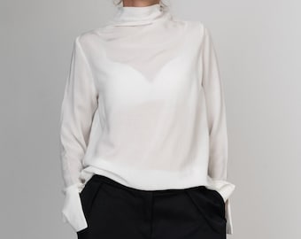 WHITE Shirt/ shirt long sleeve/ shirt women/Womens top/ White blouse women