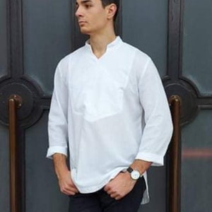 LINEN classic shirt,  White Linen shirt, Man linen shirt, Linen  long sleeve shirt, linen shirt,Linen shirt