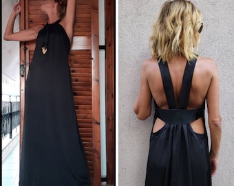 Black Dress, Dress open back,Long prom dress,maxi dress,Long dress