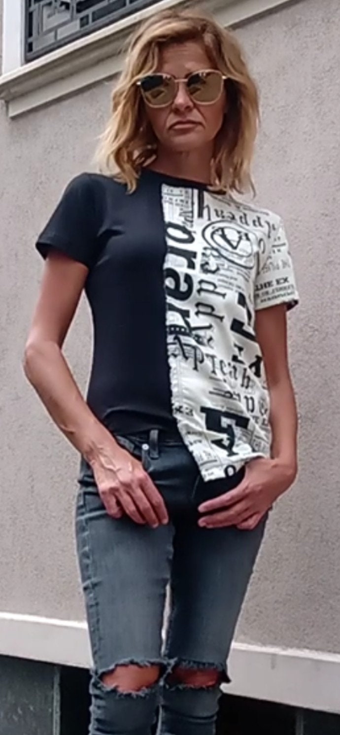 T-shirt, T-shirt With Letters, Unic Designed T-shirts, Handmade Style ...