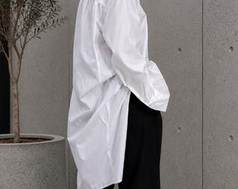 lONG SHIRT, Long sleeves shirt, Step Hem Tunic, Asymmetrical blouse,Asymmetric Shirt, Extravagant Shirt, Women Blouse, Designer Party Shirt