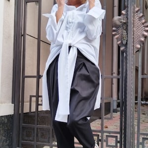 lONG SHIRT, Long sleeves shirt, Step Hem Tunic, Asymmetrical blouse,Asymmetric Shirt, Extravagant Shirt, Women Blouse, Designer Party Shirt