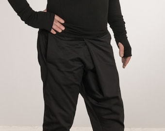 Unique Zipper closure Pants/Designer Men's Pants/ Harem Pants/ Loose Trousers/Drop Crotch Pants/Black Pants/Extravagant Pants/Harem Pants