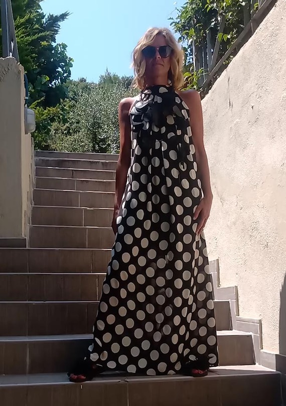 Vestido largo, vestido extra fluido, vestido sin mangas, vestido