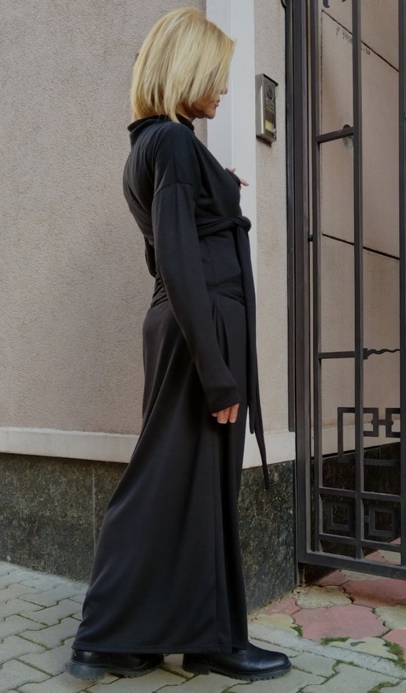 Long casual Dress, Long Sleeve Asymmetric Dress, Maxi Dress, Black Dress, Long Dress, Long Sleeve black, Evening dress