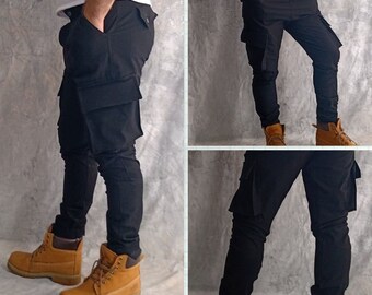 multi pocket pants/Cotton Black Pants /Mens Drop Crotch Pants /Unique Men's Clothing/Techwear Pants Men/Streetwear pants/cargo pants/Urban