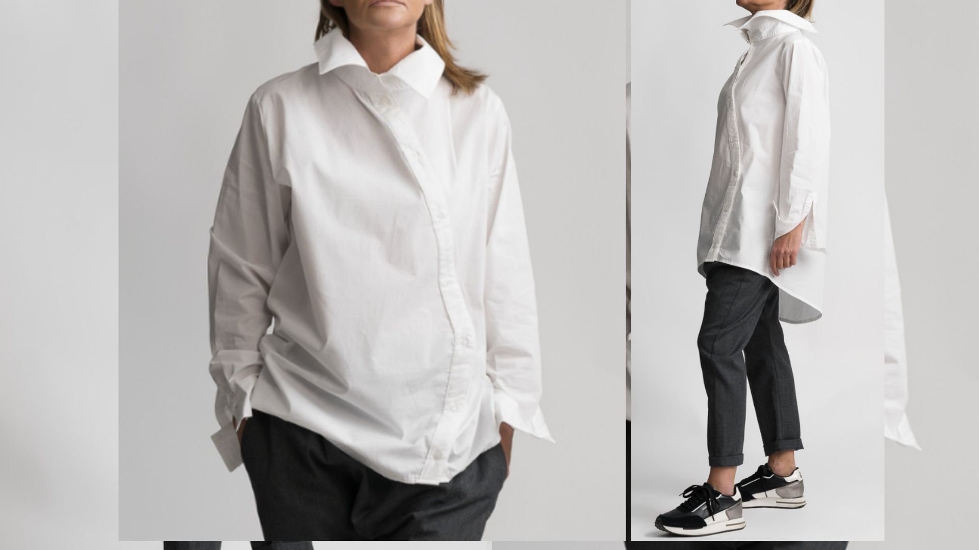 White Long Oversize Loose Shirt Buttons/ Asymmetric Maxi - Etsy