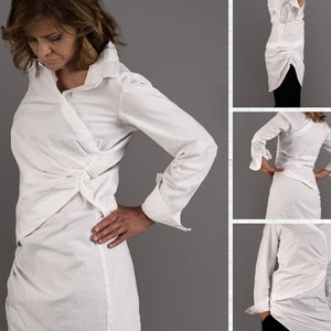 Fashion Women's Asymmetric blouse casual long sleeve shirt female lapel tops summer blouses tunic tops plus size