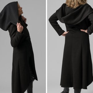 Hoodie Women,Black Asymmetrical Hoodie,Extra Long Hoodie,Extravagant Hoodie Sweatshirt,Plus Size Hoodie, Long Sleeved Hoodie,Hooded Top, Top