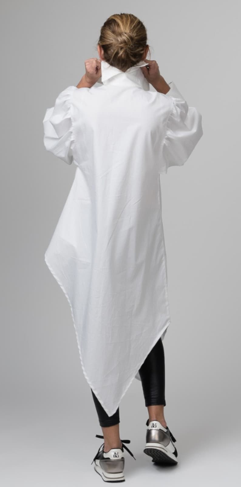 Asymmetric Elegant Long Sleeved Top/Buttoned Shirt/Designer Women Top/Button Down Shirt/Women Blouse/Modern Top/ Women's White Blouse/ image 6