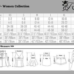 K&ouml;nnte beinhalten: Gr&ouml;&szlig;entabelle f&uuml;r Damenbekleidung mit Ma&szlig;en in Zoll und Zentimetern. Die Tabelle umfasst die Gr&ouml;&szlig;en XS bis XXL mit den entsprechenden US-, UK-, franz&ouml;sischen und italienischen Gr&ouml;&szlig;en. Es werden Ma&szlig;e f&uuml;r Brust, Taille und H&uuml;fte angegeben.