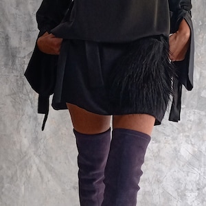 Mini Dress, Black dress,Party dress,Sexy dress, Formal event dress, Satin Dress