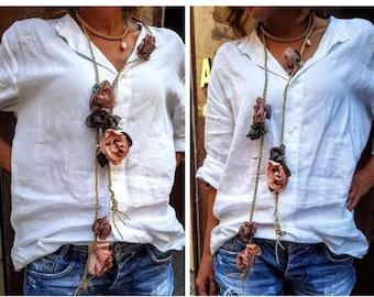 Flower Necklace,Long flower necklace,Statement necklace ,Bib necklace /  gift for her by Renatteshop