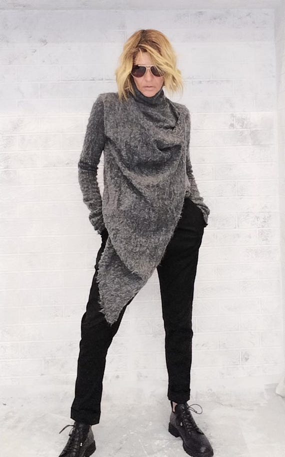 grey cowl neck sweater dress wool tunic dress, sweater, casual dress, blouse,tunic top Sweater patterns