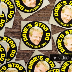 Stag Party Paper Labels for Clothing Stag Do Sticker Headshot