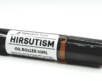 HIRSUTISMO Rodillo de mezcla de aceites esenciales / Inhibidor del crecimiento del cabello / Vello facial y vello corporal / 10 ml