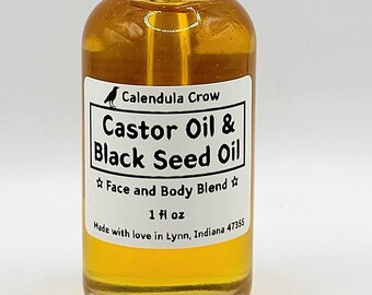 CASTOR Oil & BLACK SEED Oil | All Natural Face + Body Oil | Multi Uses | Eye Serum | Under Eye, Hands, Cuticles, Legs, Stomach, Feet | Gift