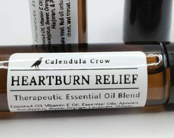 HEARTBURN OIL - Roll on Essential Oil Blend with AJOWAN | Acid Reflux, Bloating, Gas, Indigestion, Nausea, Ulcer Pain |