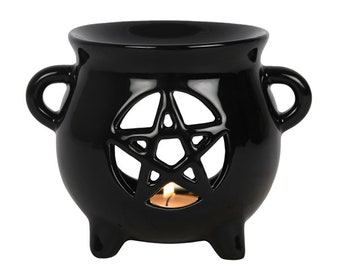 Ceramic OIL BURNER, Pentagram Cauldron Burner, Aroma Lamp, Witch Gift, Tea Light Candle Holder, Wax Melt Warmer, Gift