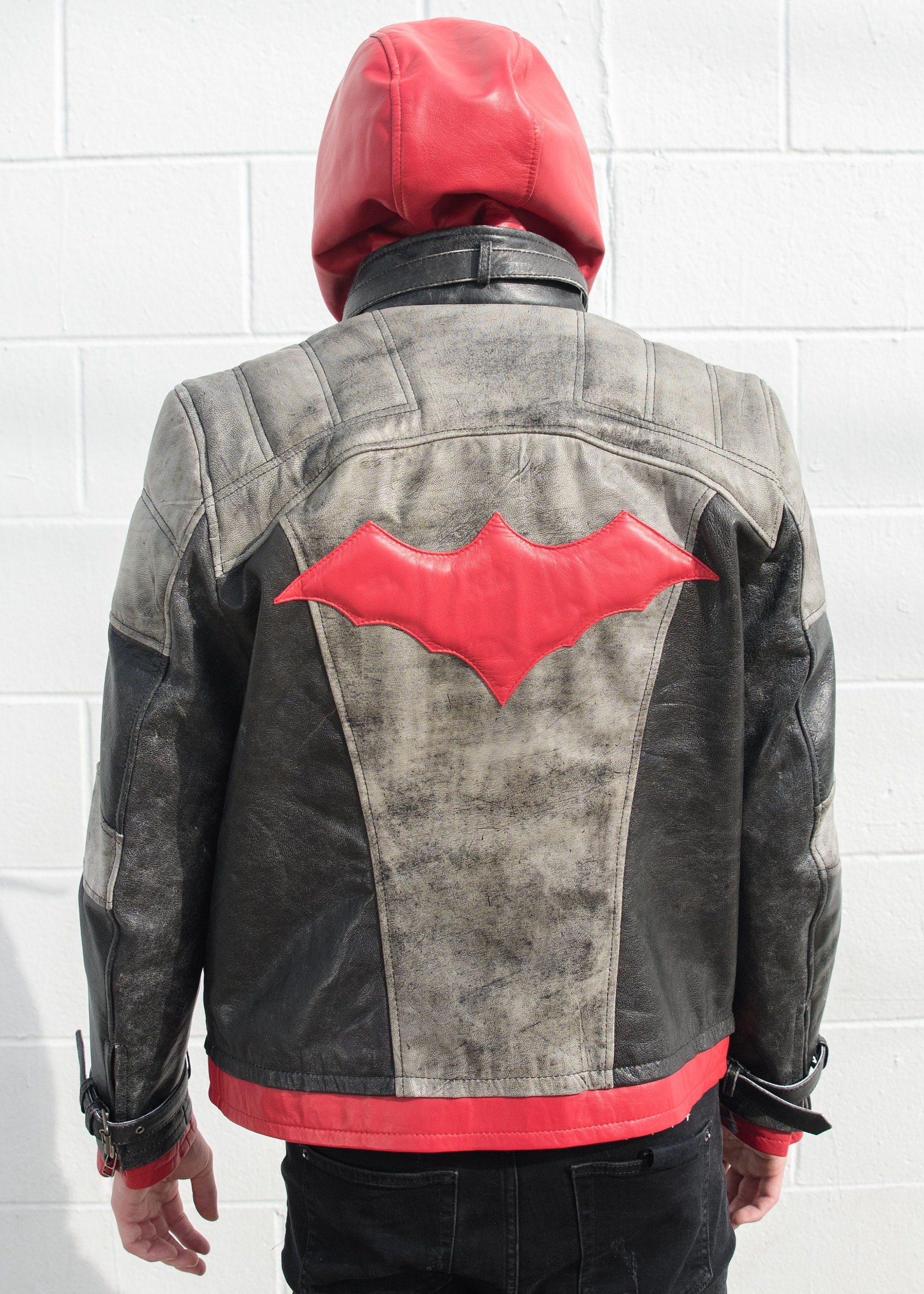 Mens Red Hood Leather Jacket | Etsy
